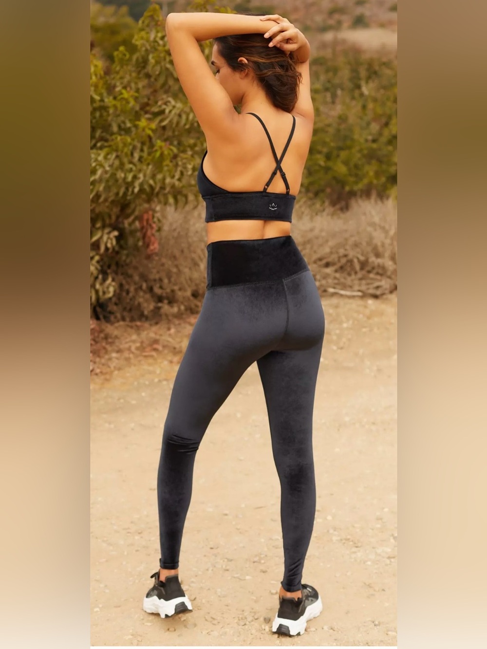 Anthropologie Beyond Yoga Velvet Velour Leggings Size M Black High Waisted